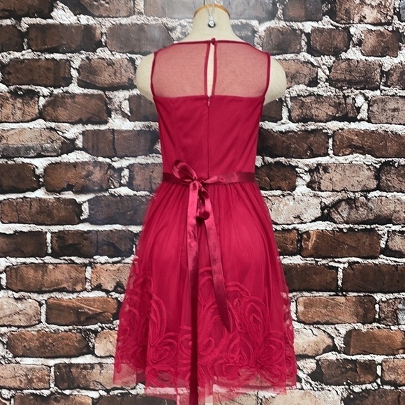 DB Studio Dress Red Christmas Holiday Floral Ribbon Tulle XS - Picture 7 of 14